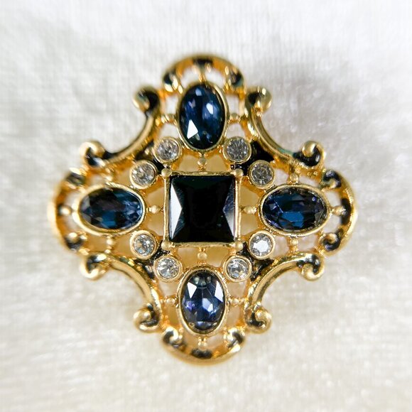 Vintage Sapphire Earrings, Blue Gemstone Earrings, Bridal Crystal Earrings, Gift - Picture 11 of 11